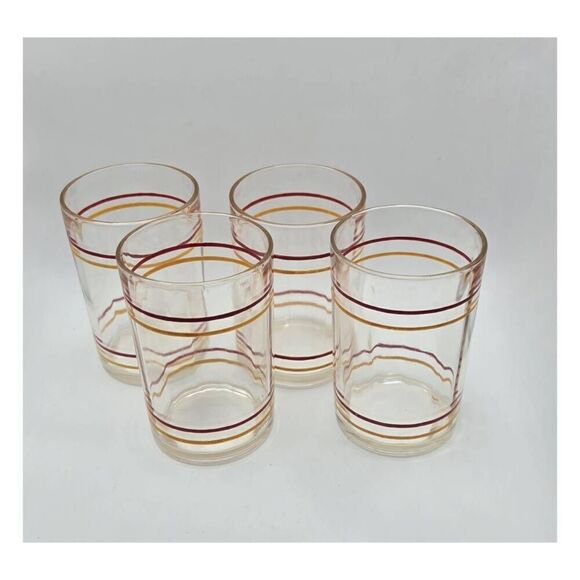 1950's Red and Yellow Striped Glass Set Size Sm - Picture 2 of 7